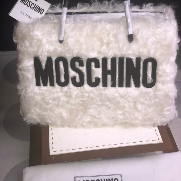 MOSCHINO WHITE MOHAIR SIGNATURE TOTE - Picture 7 of 7